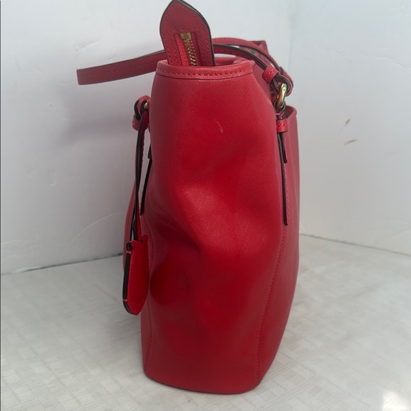 COACH PEYTON LEATHER ZIP TOP SHOPPER TOTE BAG PURSE PERSIMMON - Picture 4 of 8